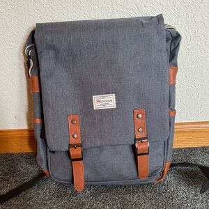 Gray Canvas Modoker laptop bag,
/Backpack with Tan Accents